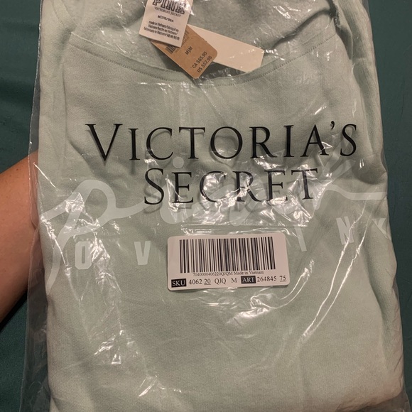 PINK Victoria’s Secret Sage FLEECE CROPPED SWEATSHIRT medium - Picture 6 of 7